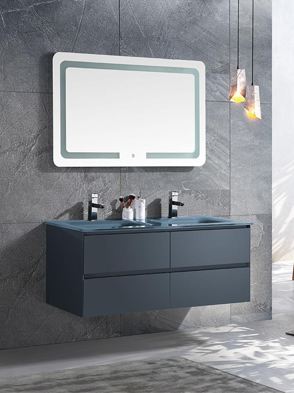 Doppelbecken Wandhängendes Badezimmerschrank-Set mit Glasbecken