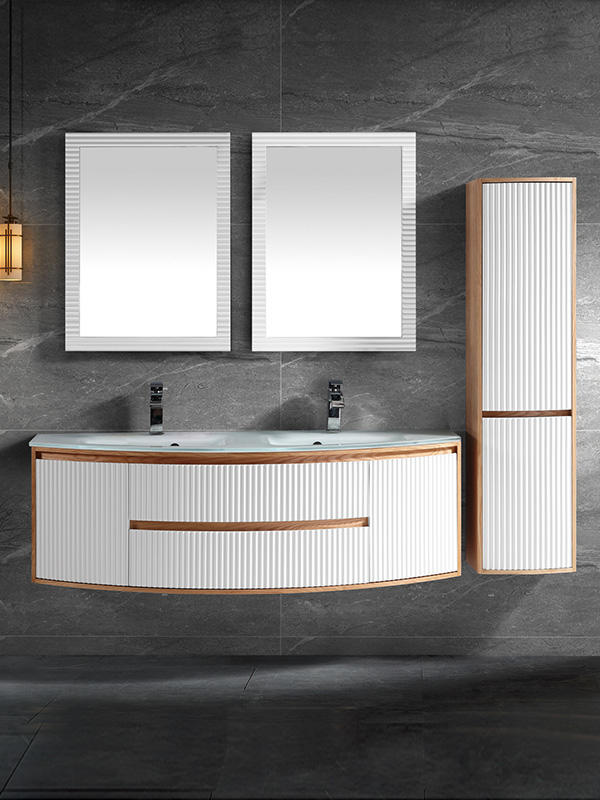 150cm Doppel-Glasbecken Wandhängendes Badezimmer-Schrank-Set, mit Überlaufloch
