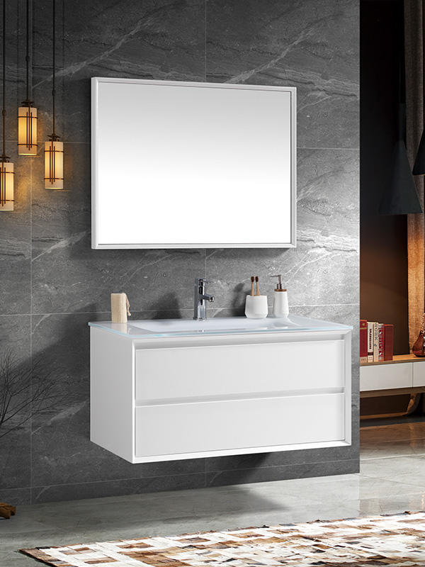 120CM modernes elegantes hochglänzendes weißes wandhängendes Badezimmer-Schrank-Set