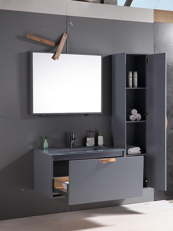 Modernes elegantes wandhängendes Badezimmerschrank-Set mit LED-Lichtseitenwänden der Schublade
