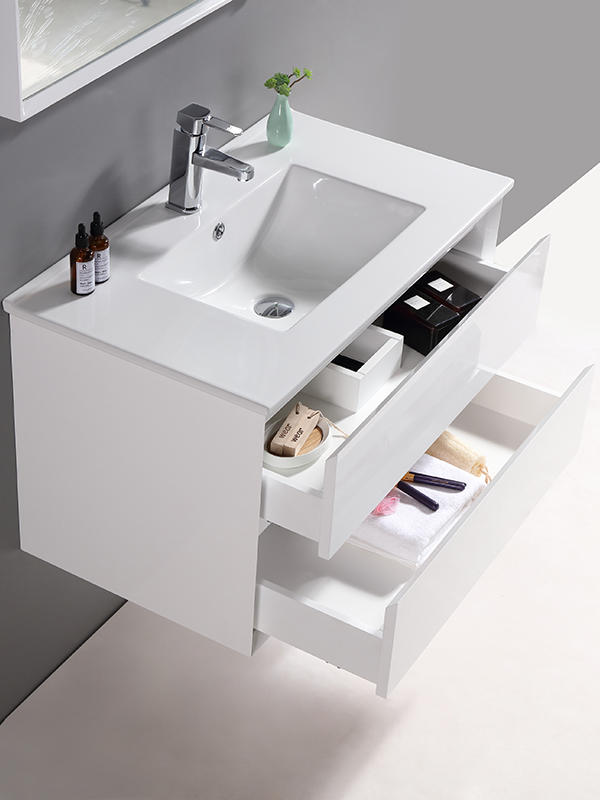 80CM Modernes Elegantes Hochglanz-weißes Wand-Badezimmer-Schrank-Set