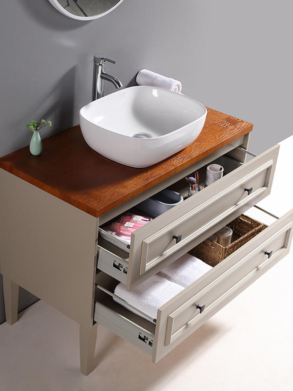 Bodenstehendes Badezimmerschrank-Set mit Keramikbecken