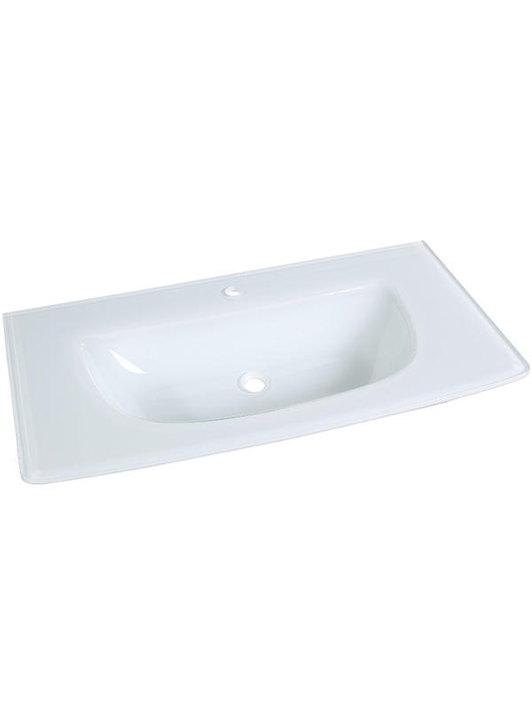 101cm Extra klares Glas Weiß gebogenes Glas Aufsatzbecken Waschbecken im Badezimmer