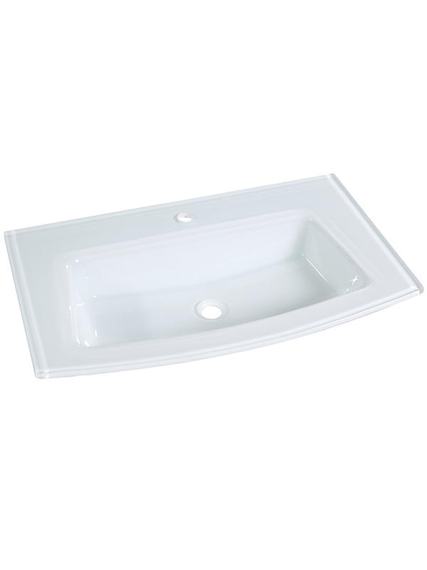 81cm Extra klares Glas Weiß gebogenes Glas Aufsatzbecken Waschbecken im Bad